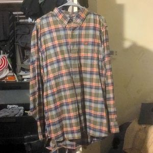 Green Plaid Flannel Collared Shirt